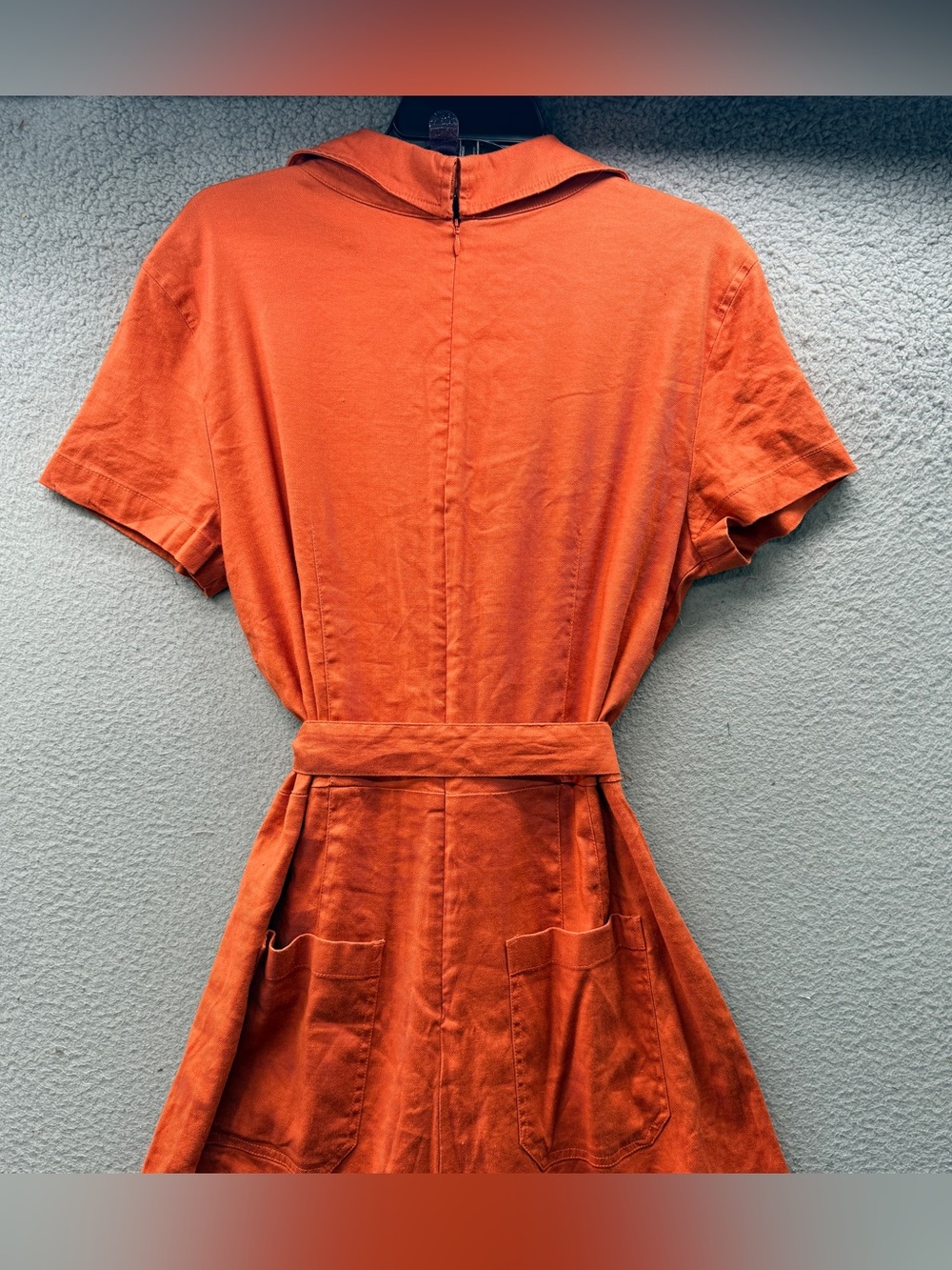 Anthropologie Maeve Colette Wide Leg One Piece Jumpsuit Orange Belted Women’s 16 - Picture 12 of 15
